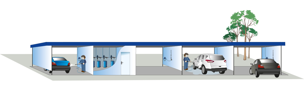 Illustration of Car wash Dosing Pumps in a Self-serve wash